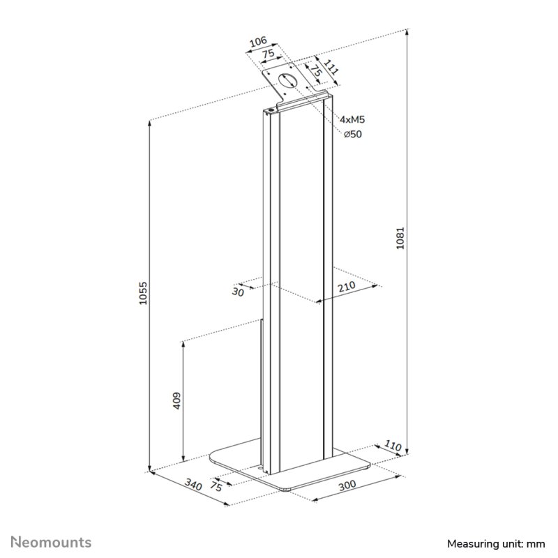 FL15-628BL1 TABLET FLOOR STAND - LOCKABLE (INCL. LOCK) - VESA 7