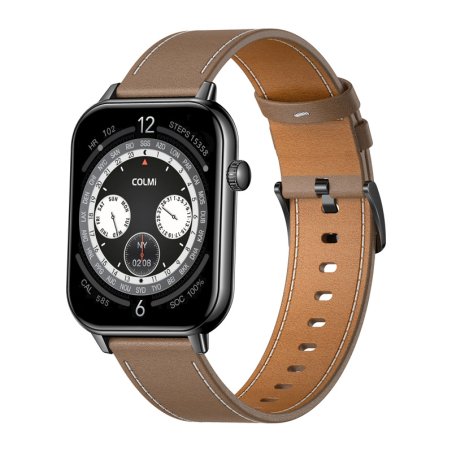 COLMI C28 Smartwatch – Black Brown Leather Strap