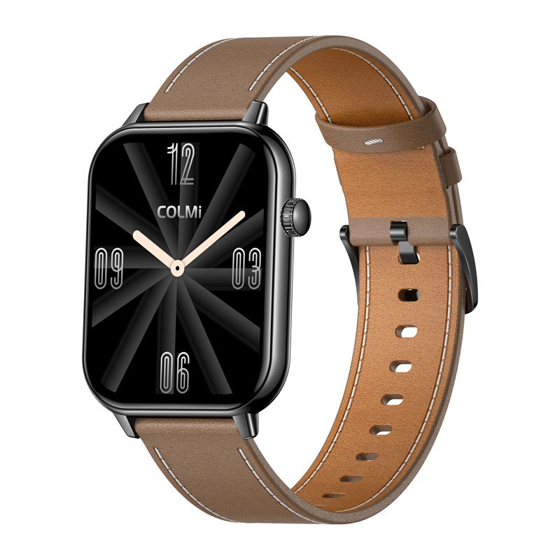 COLMI C28 Smartwatch – Black Brown Leather Strap