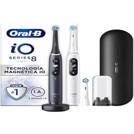 Oralb Io 8 Electric Toothbrushes Rechargeable White And Black Handles With Bluetooth And Magnetic Technology Father's