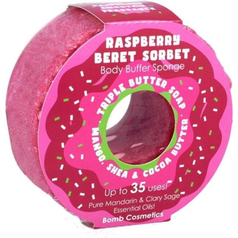 Bomb Cosmetics Body Buffer Soap Infused Sponge 2 In 1 Cleanse Exfoliate