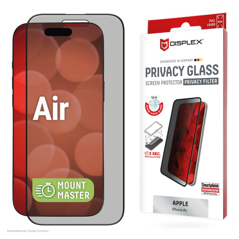 Displex Privacy Screen Protector (10H) for Apple iPhone Air, Privacy Filter