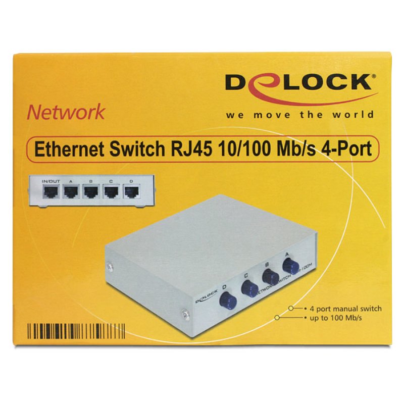 DELOCK DATA Switch 4-port RJ45 10/100manuell
