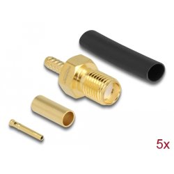 DeLOCK SMA jack for crimping RG-174 / RG-316 with matching shrink tube