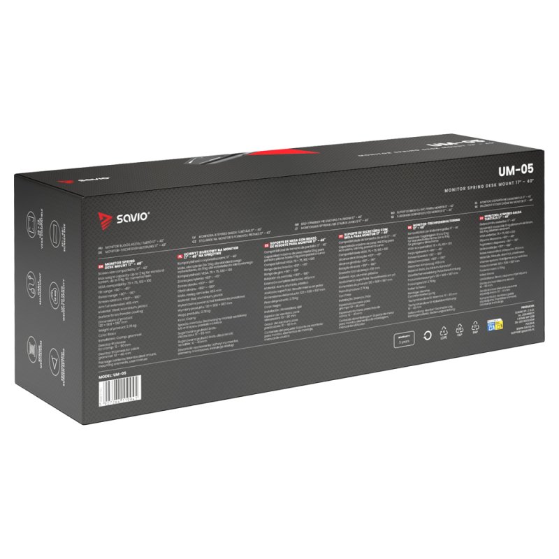 Savio UM-05 support Support passif Écran Noir