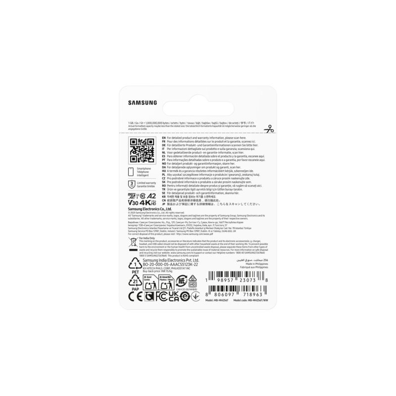 MICRO SD MSD / T9 256GB R200 / W130 MB/S