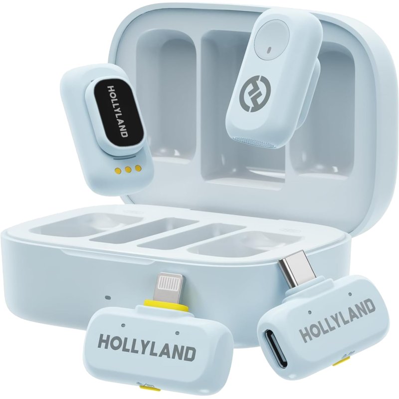 Hollyland - LARK A1 Microphones, with USB-C Lightning - Sky Blue