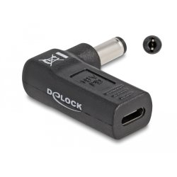 Delock Adapter für Notebook Ladekabel USB Type-C™ Buchse zu 5,5 x 2,1 mm Stecker 90° gewinkelt