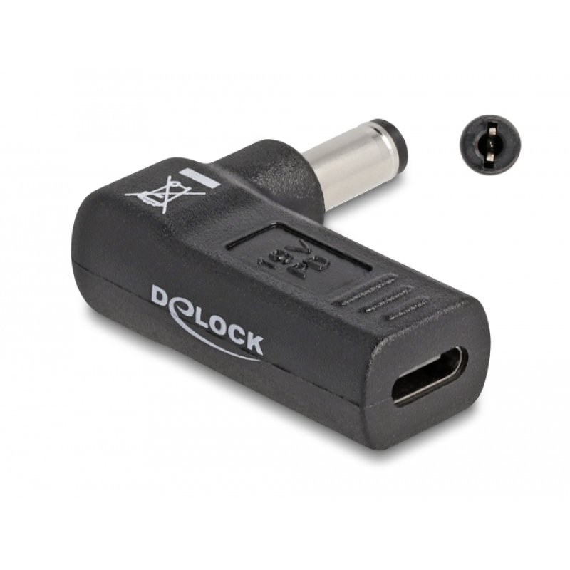 DeLOCK Adapter for Laptop Charging Cable USB Type-C female to 5.5 x 2.1 mm male 90° angled