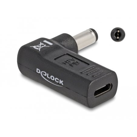 DeLOCK Adapter for Laptop Charging Cable USB Type-C female to 5.5 x 2.1 mm male 90° angled