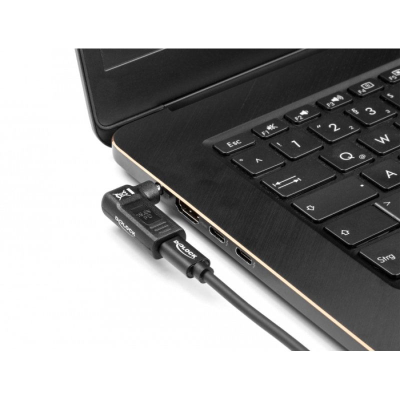 Delock Adapter für Notebook Ladekabel USB Type-C™ Buchse zu 5,5 x 2,1 mm Stecker 90° gewinkelt