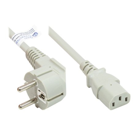 Alcasa P0130-GR018 câble électrique Blanc 1,8 m Prise d'alimentation type E F Coupleur C13
