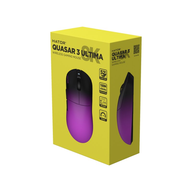 Souris sans fil Gamer Hator Quasar 3 Ultima 8K (Noir/Violet)