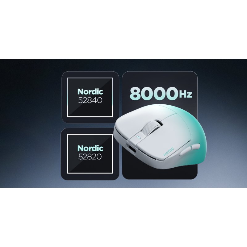 HATOR Quasar 3 Ultima 8K Wireless souris Gaming Droitier RF Wireless Bluetooth USB Type-C Optique 30000 DPI