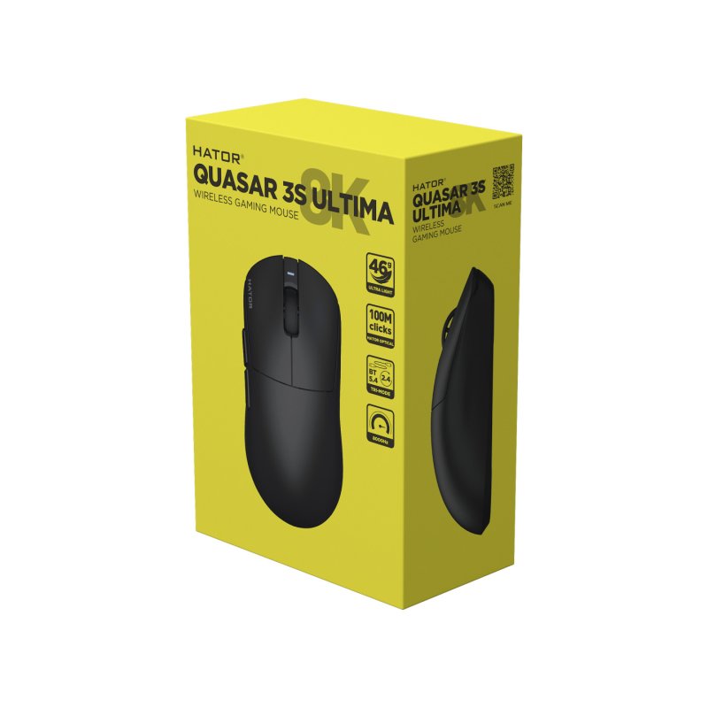 HATOR Quasar 3S Ultima 8K Wireless souris Gaming Droitier RF Wireless Bluetooth USB Type-C Optique 30000 DPI