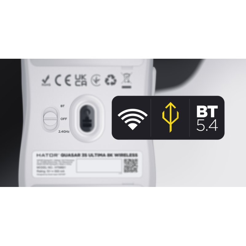 HATOR Quasar 3S Ultima 8K Wireless souris Gaming Droitier RF Wireless Bluetooth USB Type-C Optique 30000 DPI