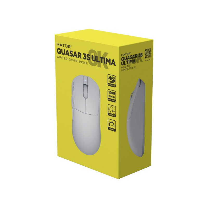 Souris sans fil Gamer Hator Quasar 3S Ultima 8K (Blanc)