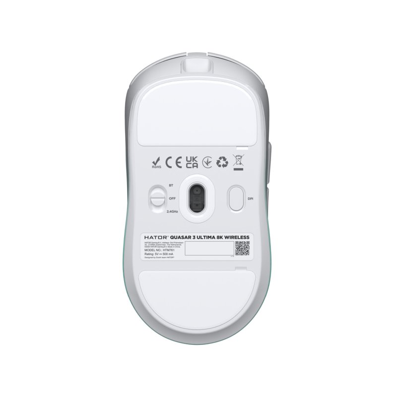 HATOR Quasar 3 Ultima 8K Wireless souris Gaming Droitier RF Wireless Bluetooth USB Type-C Optique 30000 DPI