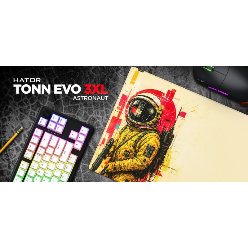 Tapis de Souris Hator Tonn Evo Astronaut - Taille 3XL (Jaune)