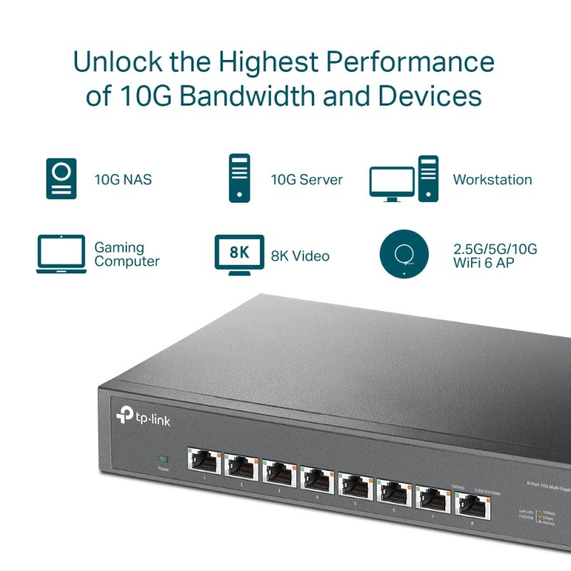 TP-Link TL-SX1008 commutateur réseau Non-géré 10G Ethernet (100/1000/10000) 1U Noir
