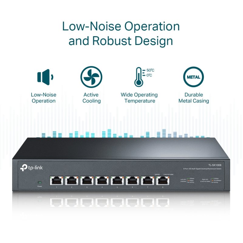 TP-Link TL-SX1008 commutateur réseau Non-géré 10G Ethernet (100/1000/10000) 1U Noir