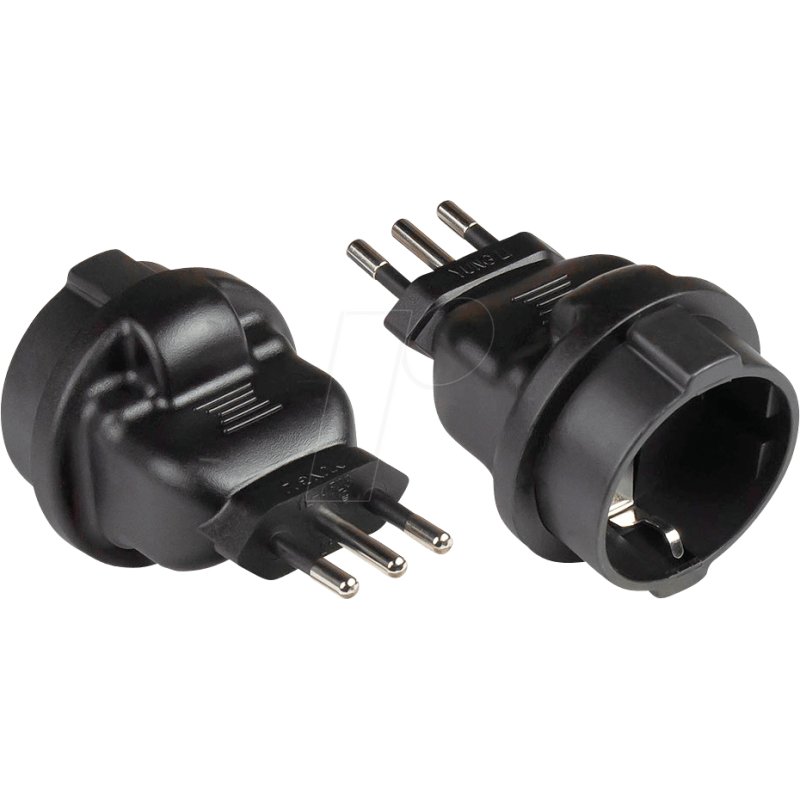 Alcasa PA-6502S adaptateur prise d'alimentation Type L (IT) Type F Noir
