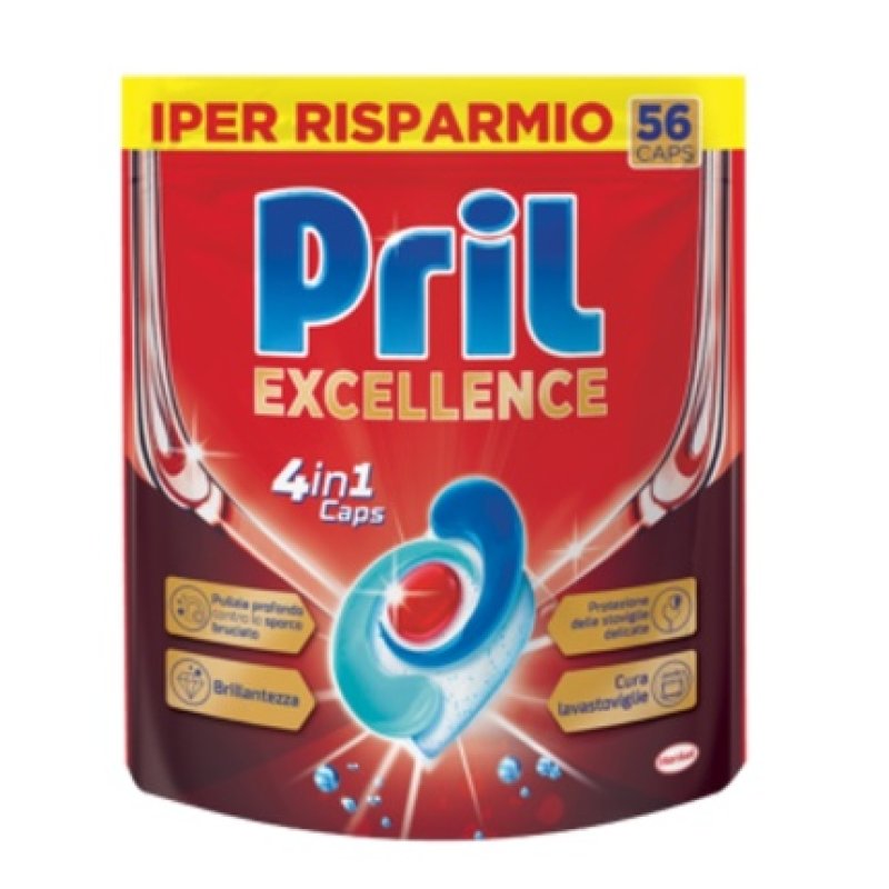 Pril Excellence 4 In 1 Caps 56 Count For Cleaning And Shine