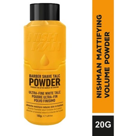 NISHMAN Barber Talc Powder for After Haircut or Shaving White 6.4 oz 180g