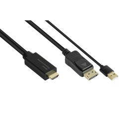 Alcasa HDMI-DP020 video cable adapter 2 m HDMI Type A (Standard) DisplayPort Black