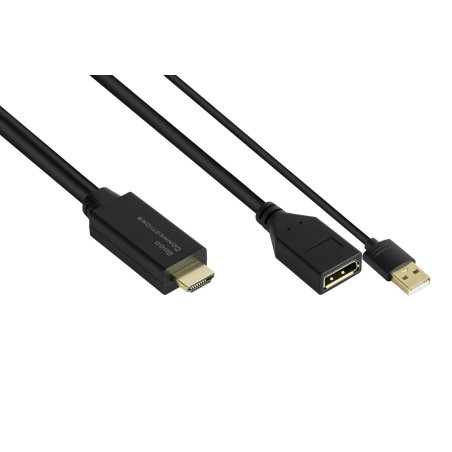 Alcasa HDMI-AD22 câble vidéo et adaptateur 0,3 m HDMI Type A (Standard) DisplayPort Noir