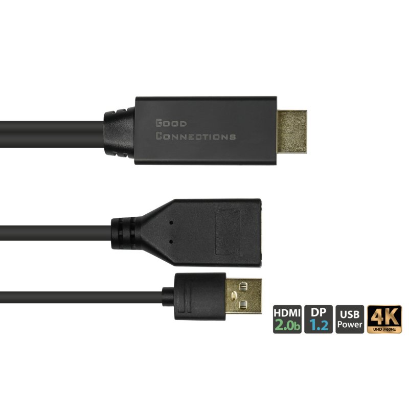 Alcasa HDMI-AD22 video cable adapter 0.3 m HDMI Type A (Standard) DisplayPort Black