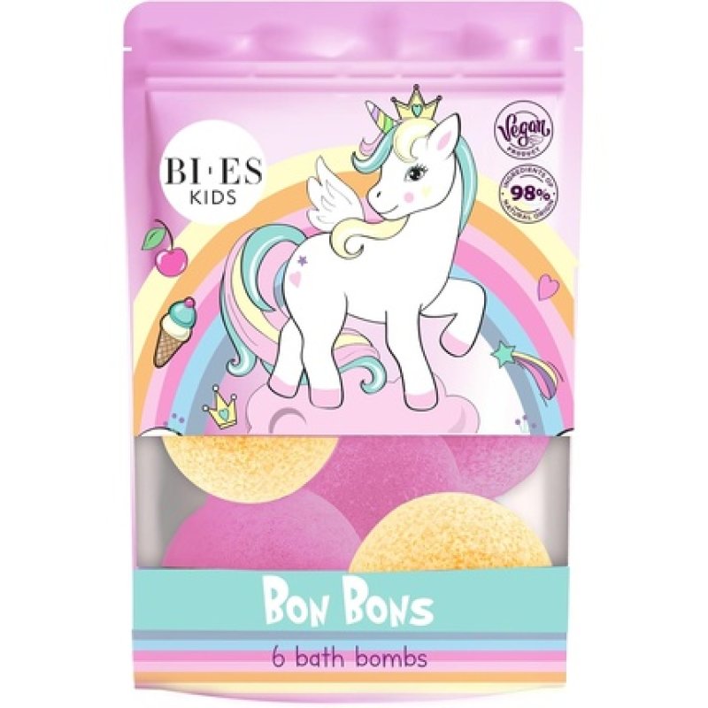 Unicorn Fizzing Bath Bombs 6pcs With Bon Bons Fragrance Vegan & Natural