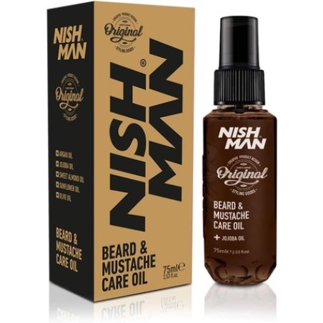 Nish Man Beard & Mustache Beard Oil for Men with Argan, Jojoba, Sweet Almond, Olive Oils 75ml
