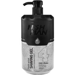 Nishman Shaving Gel With Pump For Men And Women 1000ml Moisturizing And Smooth Shaving Experience Fresh Active Easy
