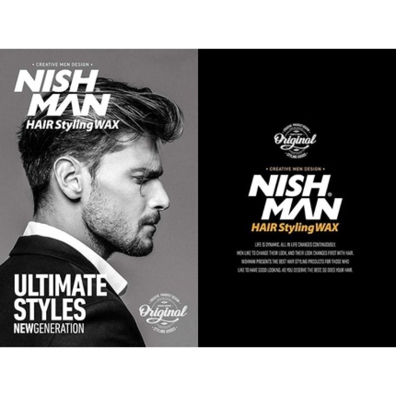 Nishman Hair Styling Wax for Men B2 Sport 150ml Edge Control Ultra High Strong Hold Hair Clay Aqua Wax 150ml