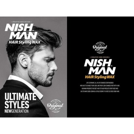 Nishman Hair Styling Wax for Men B2 Sport 150ml Edge Control Ultra High Strong Hold Hair Clay Aqua Wax 150ml