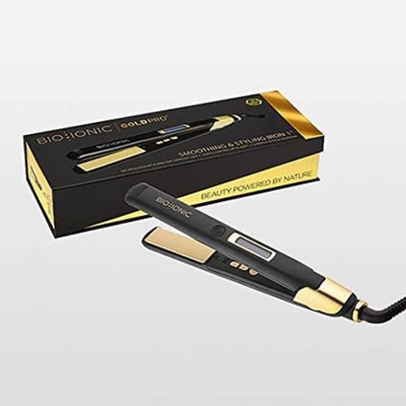 Bio Ionic Gold Pro Flat Smoothing and Styling Iron 2.5cm 1 Inch Professional Iron 24K Gold Ceramic
