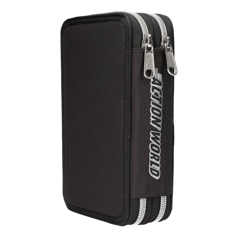 Dino World - Action Word Double Pencil Case Football - Dark Grey