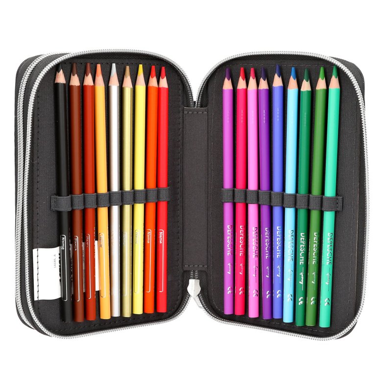 Dino World - Action Word Double Pencil Case Football - Dark Grey