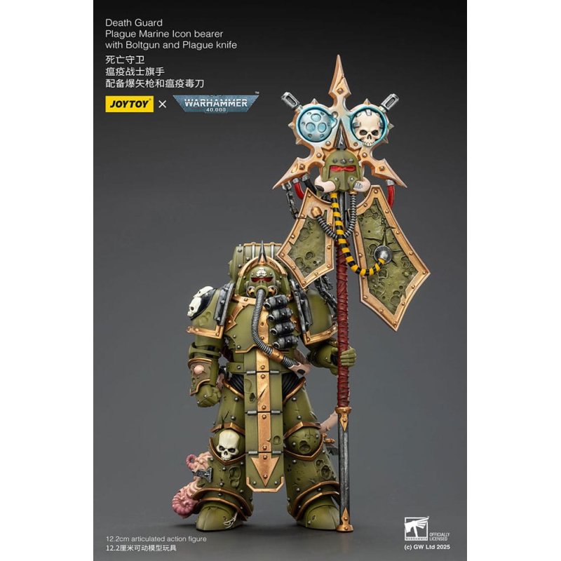 Warhammer 40,000 Action Figure Death Guard Plague Marine Icon bearer with Boltgun and Plague knife 12 cm