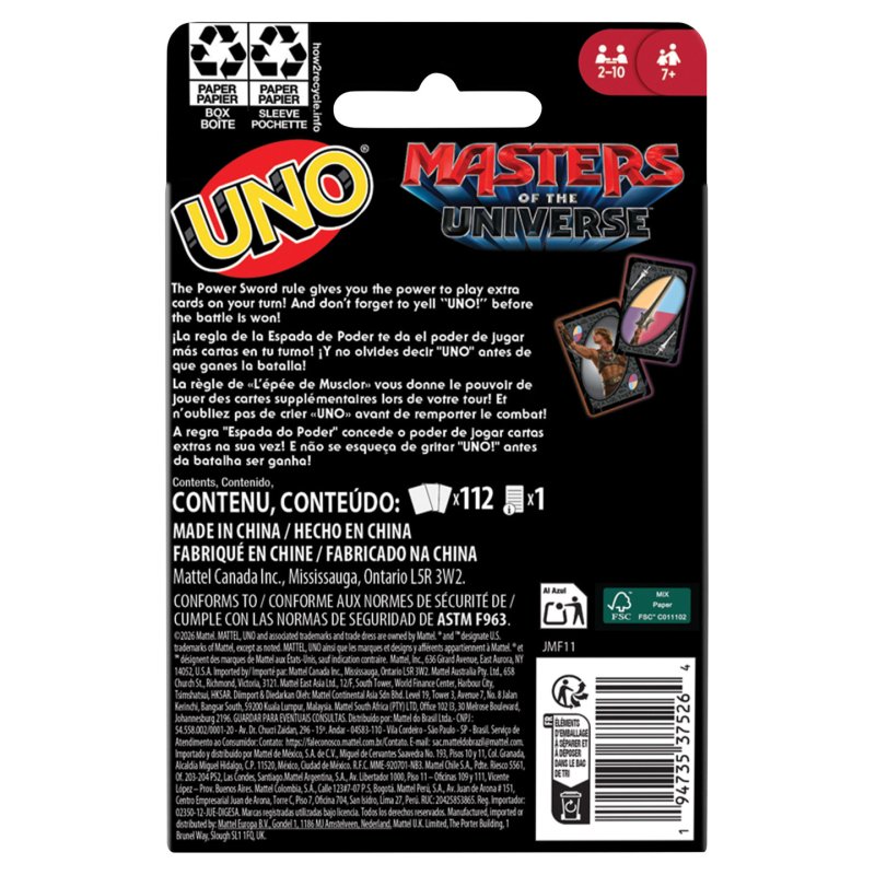 Games UNO-Masters of the Universe-Jeu de cartes