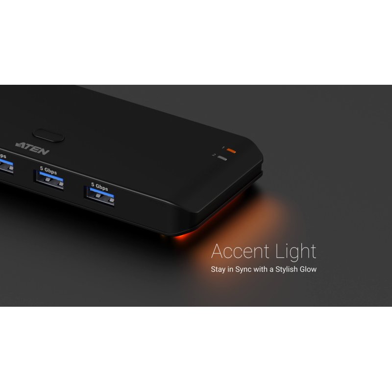 ATEN US5324 SWITCH USB 3.2 GEN 1 PARTAGÉ 2 PC - 4 PÉRIPHÉRIQUES, HÔTE A C
