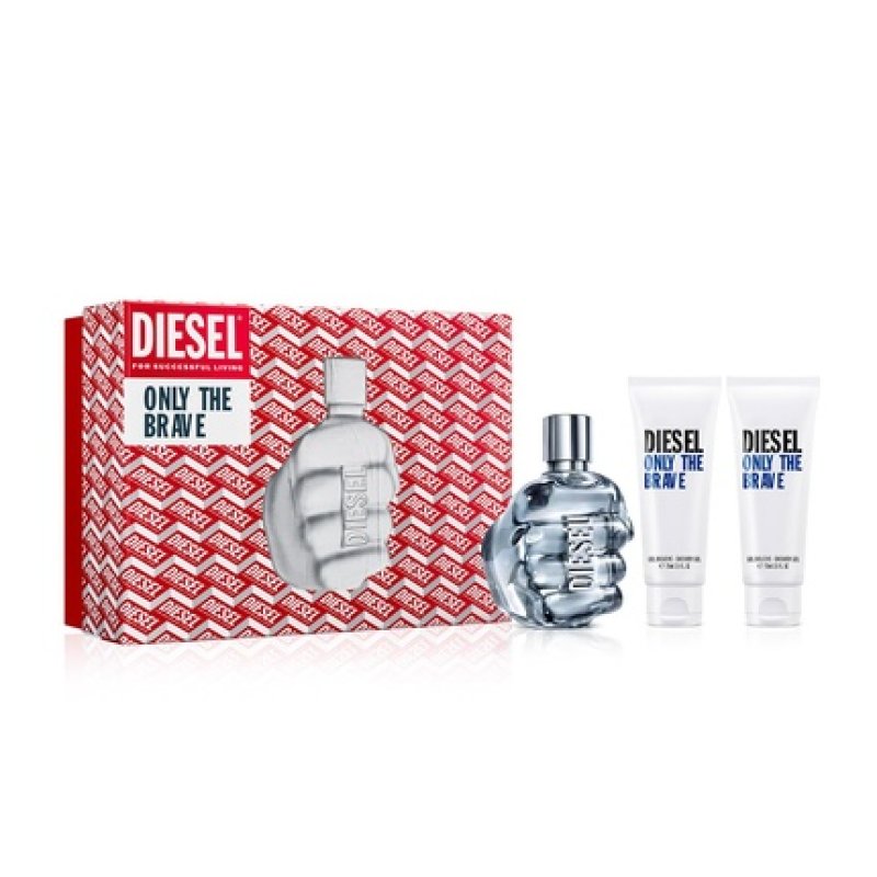 Diesel Only the Brave Men's Fragrance Gift Set 4.2 Fl Oz Eau de Toilette 2x 2.5 Fl Oz Shower Gel - Pack of 3