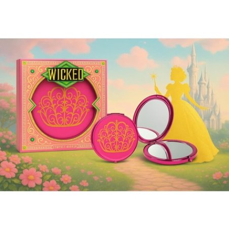 Wicked Compact Mirror Glinda Pink Double-Sided Folding Makeup Mirror