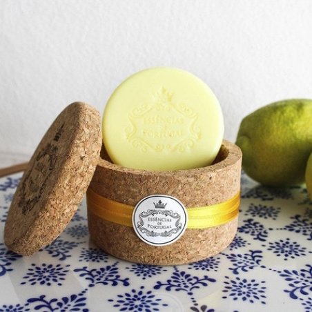 ESSÊNCIAS DE PORTUGAL 50g Soap in Portuguese Cork Jewelry Container Lemon - Set of 2