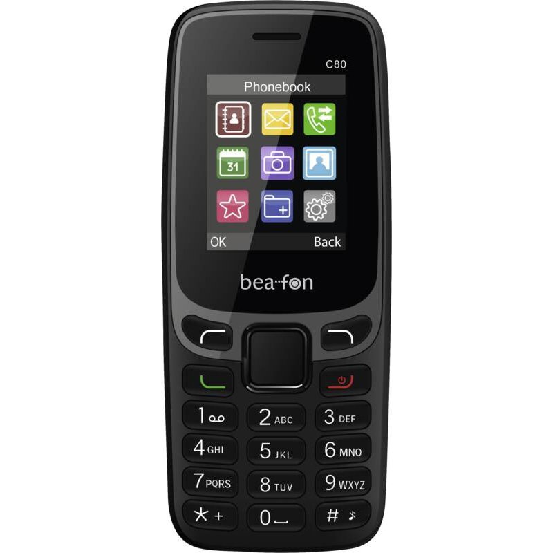 Beafon C80 4,5 cm (1.77") 67 g Noir Téléphone d'entrée de gamme