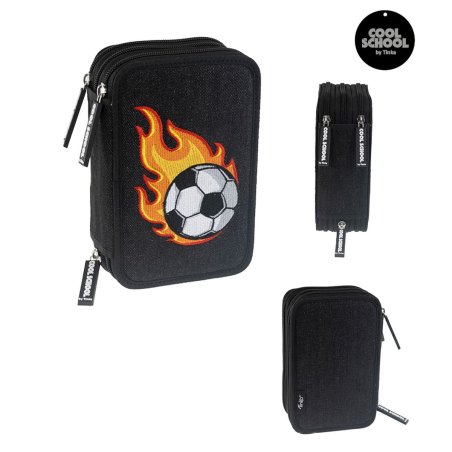 Tinka - Pencil Case Triple - Flaming Football