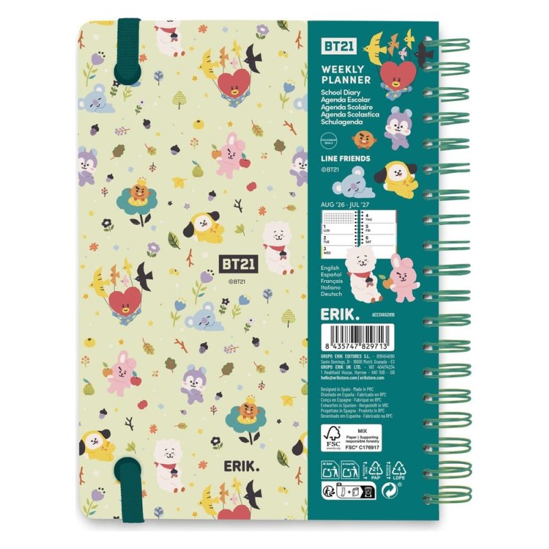 BT21 School Diary weekly planner 2026/2027 A5