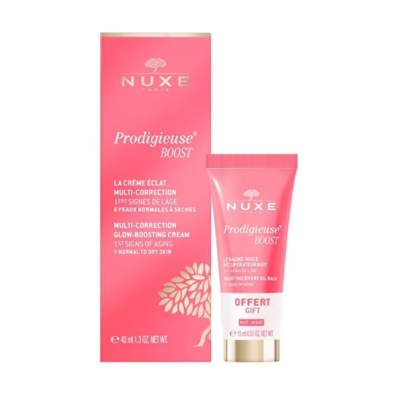 Set Nuxe Creme Prodigieuse Boost, Crema multi-corectoare pentru fata 40 ml Balsam de noapte pentru fata 15 ml
