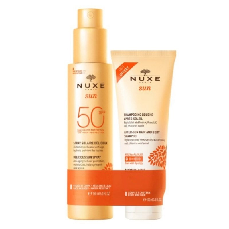 Set Nuxe Sun, Sampon dupa plaja 100 ml Spray protectie solara SPF 50, 150 ml